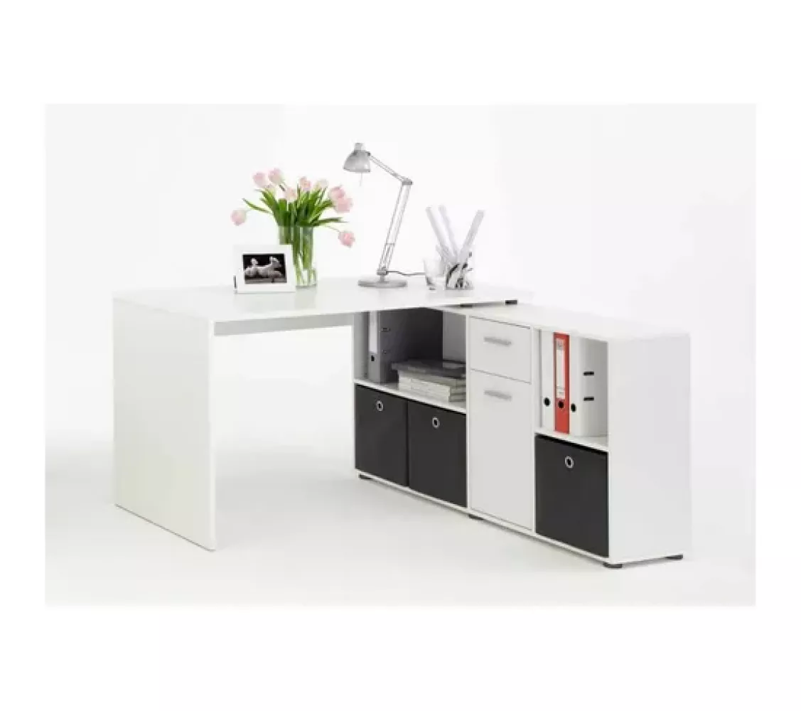 FMD Möbel - LEXO/LEX - Schreibtisch - melaminharzbeschichtete Spanplatte - weiß - 135,7 x 74,2 x 135,7cm Bild 1