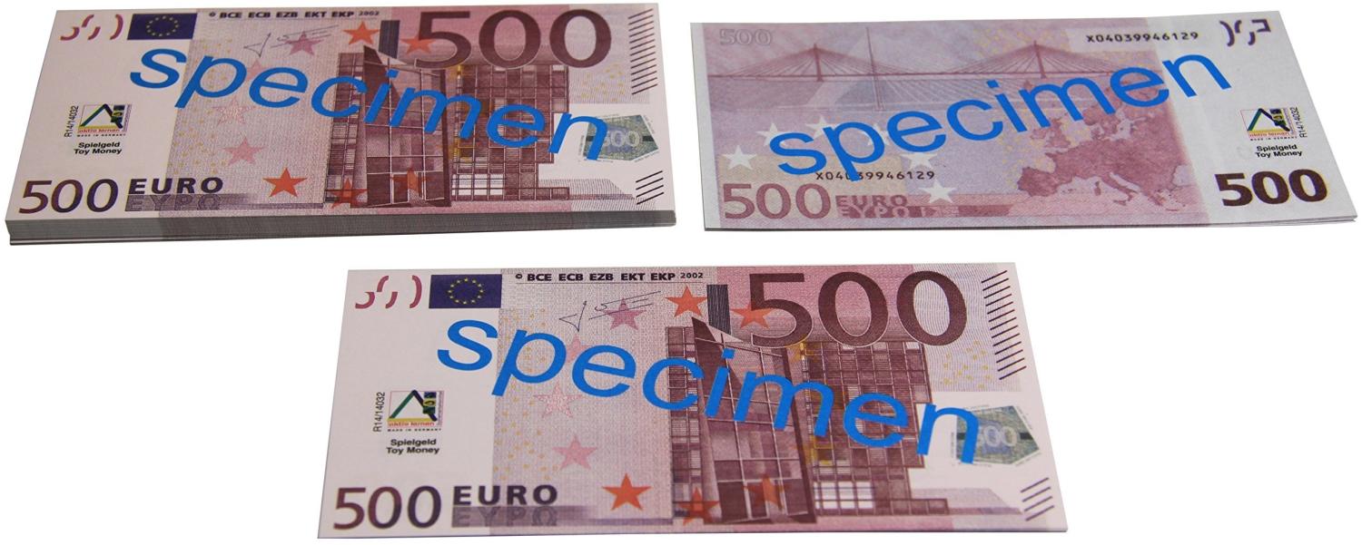 WISSNER aktiv lernen - Euro Spielgeld zum Rechnen 100 x 500 Euro Banknoten Bild 1