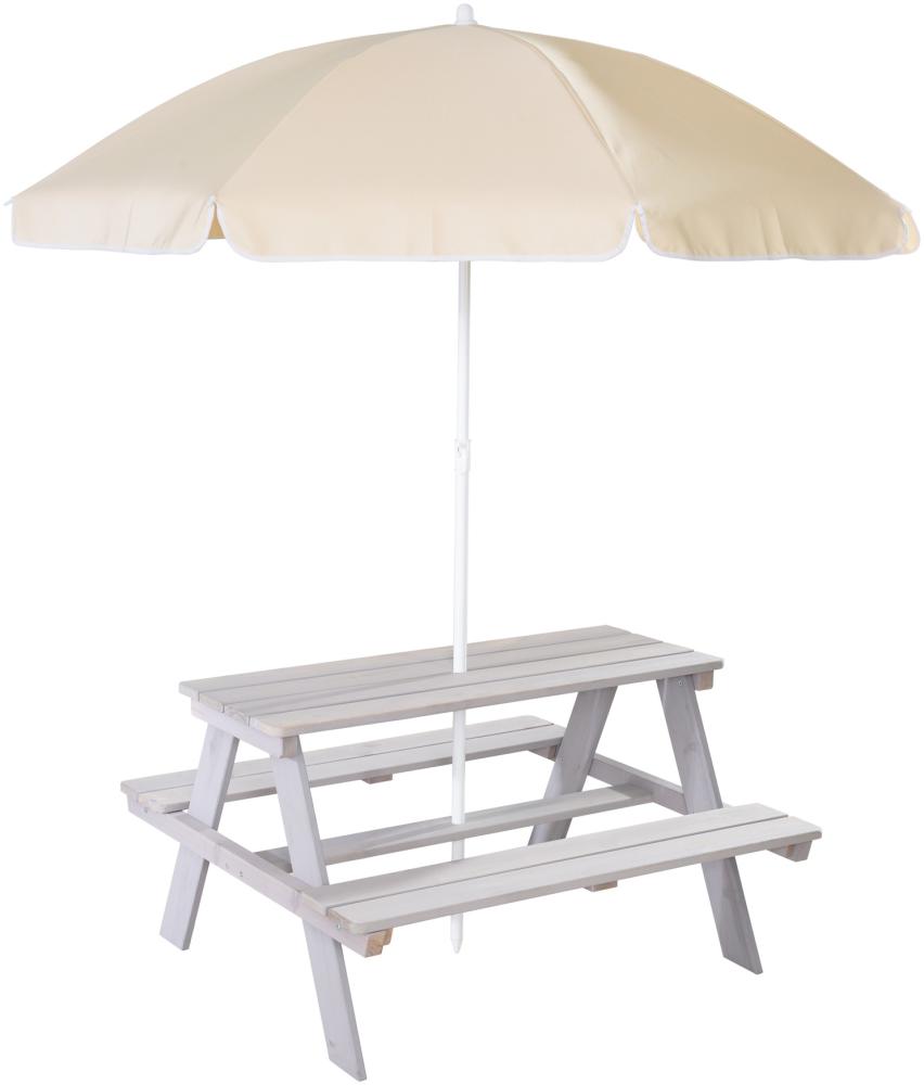 roba 'Picknick for 4, Outdoor +' Kindersitzgarnitur mit Sonnenschirm, Massivholz grau, 89 x 50 x 84,5 cm Bild 1