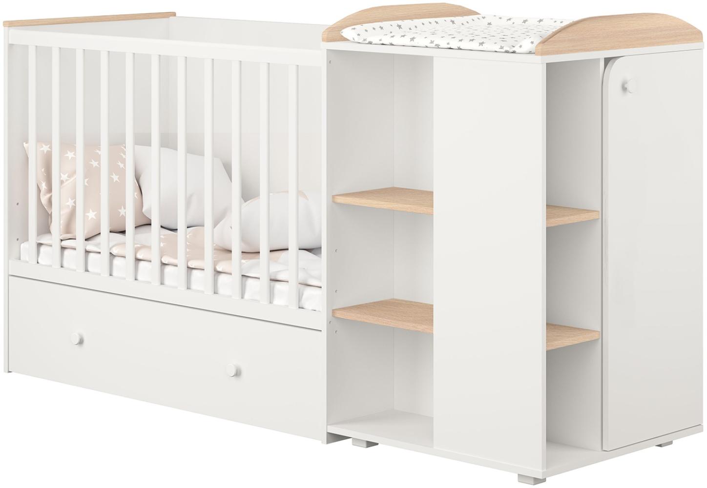 Polini 'French 800' Kombi-Kinderbett 60x120 cm, Ameli/weiß-beige, mit Kommode Bild 1