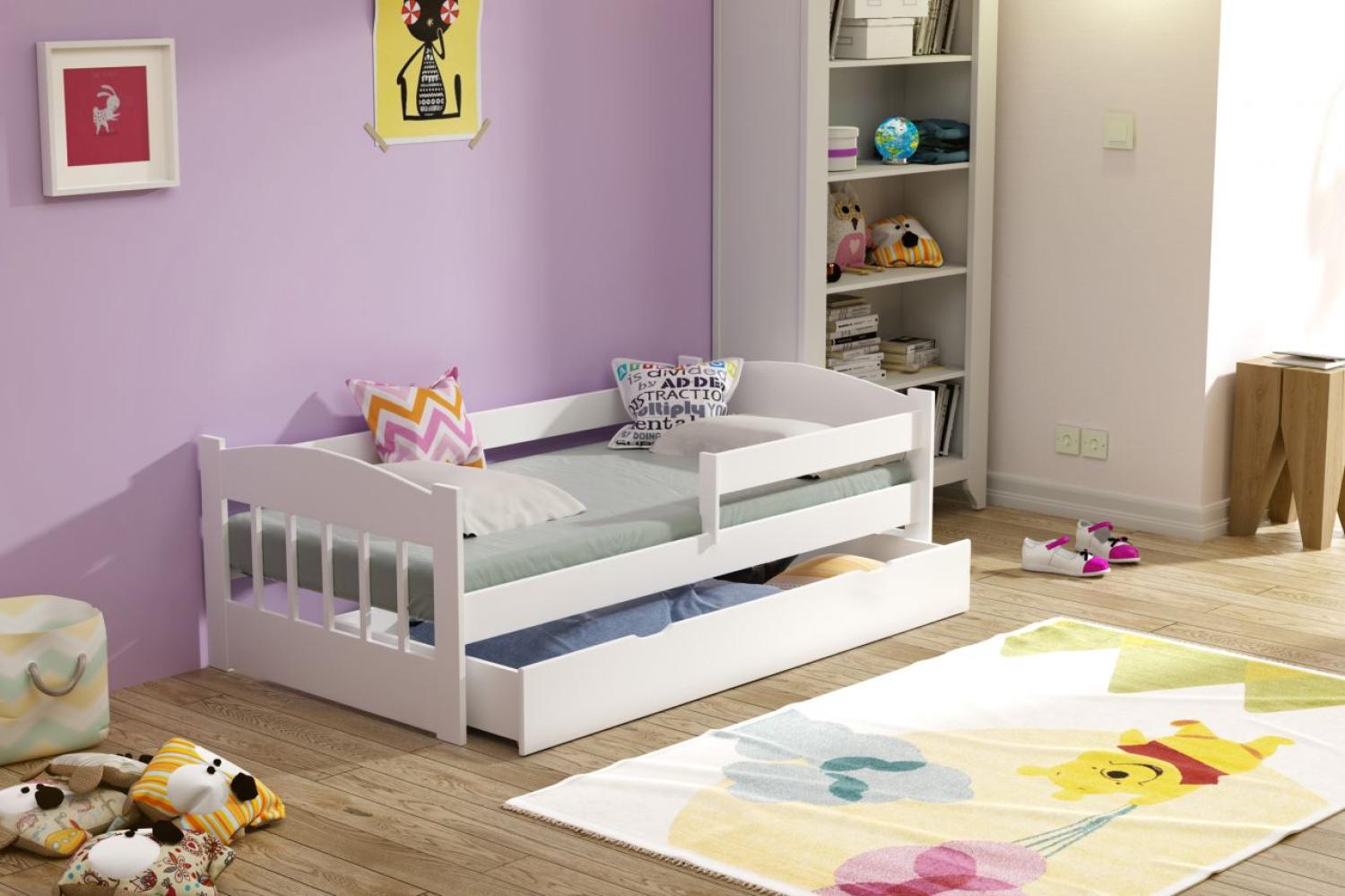 Kinderbettenwelt 'Maja' Kinderbett 80x160 cm, Weiß, inkl. Matratze und Schublade Bild 1