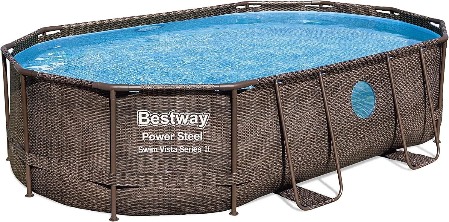 Bestway Power Steel 56946 10949 l Gerahmter Pool Erwachsener & Kind Leiter Braun 64 7 kg Bild 1