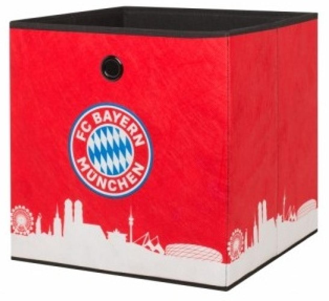 002451 FCB FC Bayern Faltbox Stoffkorb Regalkorb Schütte Motiv SKYLINE rot weiß blau Bild 1