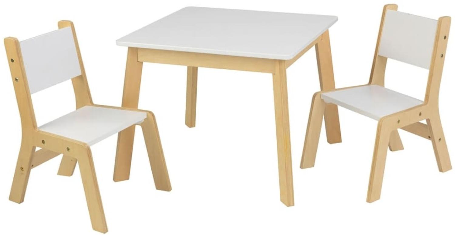 KidKraft Kindertisch- und Stuhl-Set Modern Weiß und Natur Bild 1