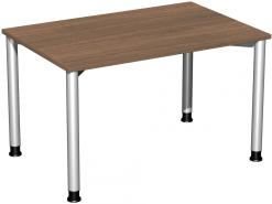 Schreibtisch '4 Fuß Flex' höhenverstellbar, 120x80cm, Nussbaum / Silber