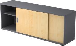 bümö® Lowboard mit Schiebetür, Sideboard in Graphit/Ahorn