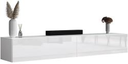 Planetmöbel TV Board 200 cm Weiß, TV Schrank mit 2 Klappen als Stauraum, Lowboard hängend oder stehend, Sideboard Wohnzimmer