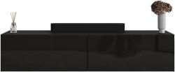 Planetmöbel TV Board 140 cm Schwarz, TV Schrank mit 2 Klappen als Stauraum, Lowboard hängend oder stehend, Sideboard Wohnzimmer