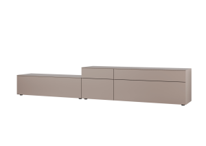 Merano Lowboard | Lack titangrau 3533 3503 spiegelbildlich links Rechts 9402 - TV-Vorbereitung inkl. Kabeldurchlass 9167 - 1 x Geräteauszugboden, 90 cm, T 41 cm, hinter Klappe Lowboard
