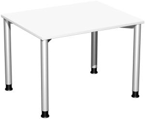 Schreibtisch '4 Fuß Flex' höhenverstellbar, 100x80cm, Weiß / Silber