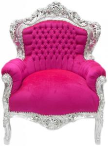 Casa Padrino Barock Sessel King Pink / Silber Möbel Antik Stil