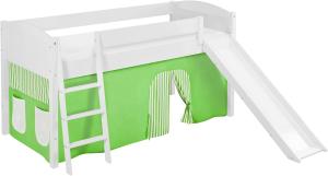 Lilokids 'Ida 4106' Spielbett 90 x 200 cm, Grün Beige, Kiefer massiv, mit Rutsche und Vorhang