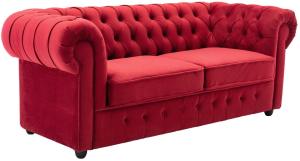 3-Sitzer Sofa 'Chesterfield', Samt rot, 198 cm