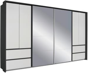 Dreh--Schwebetürenschrank Ben weiß - grau 6 Türen B 368 cm