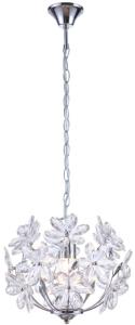 LED Hängeleuchte, Chrom, Blüten Design, klar, 34 cm