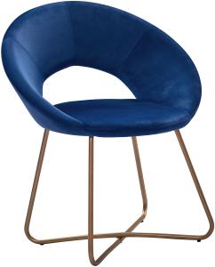 Esszimmerstuhl Design-Sessel Samt blau Metallbeine gold LENNY 524425