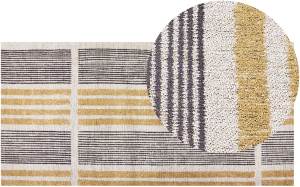 Teppich Baumwolle gelb schwarz 80 x 150 cm Streifenmuster Kurzflor KATRA