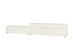 Merano Lowboard | Lack weiß 3533 3503 spiegelbildlich links Rechts 9402 - TV-Vorbereitung inkl. Kabeldurchlass 9167 - 1 x Geräteauszugboden, 90 cm, T 41 cm, hinter Klappe Lowboard