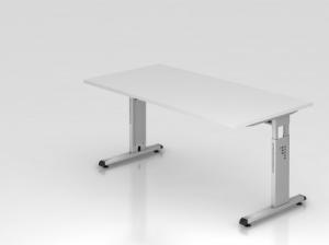 Schreibtisch OS16 C-Fuß 160x80cm Weiß Gestellfarbe: Silber