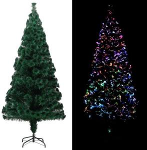 vidaXL Künstlicher Weihnachtsbaum mit Ständer Grün 240 cm Fiberoptik