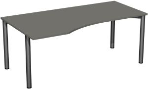 PC-Schreibtisch '4 Fuß Flex' links, 180x100cm, Graphit / Anthrazit
