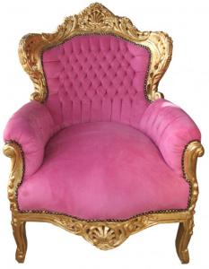 Casa Padrino Barock Sessel "King" Pink /Gold- Antik Stil