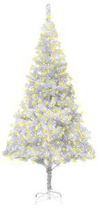 vidaXL Künstlicher Weihnachtsbaum mit LEDs Ständer Silbern 210 cm PET