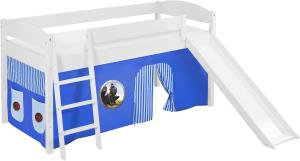 Lilokids 'Ida 4105' Spielbett 90 x 200 cm, Dragons Blau, Kiefer massiv, mit Rutsche und Vorhang