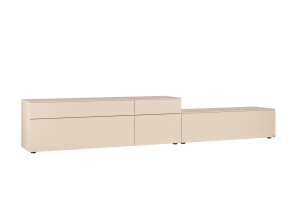 Merano Lowboard | Lack sahara 3533 3503 Links 9402 - TV-Vorbereitung inkl. Kabeldurchlass 9165 - 2 x Geräteauszugsböden, á 60 cm, T 41 cm, hinter Klappe Lowboard