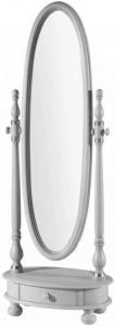 Casa Padrino Luxus Barock Standspiegel Hellgrau / Silber 62 x 37 x H. 169 cm - Ovaler Schlafzimmer Spiegel mit Schublade - Luxus Qualität - Made in Italy
