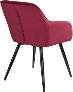 6er Set Stuhl Marilyn Samtoptik, schwarze Stuhlbeine - bordeaux/schwarz