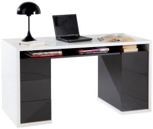 Schreibtisch, weiß/grau Hochglanz