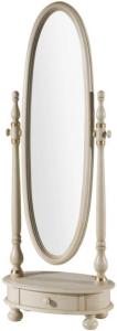 Casa Padrino Luxus Barock Standspiegel Elfenbeinfarben / Gold 62 x 37 x H. 169 cm - Ovaler Schlafzimmer Spiegel mit Schublade - Luxus Qualität - Made in Italy