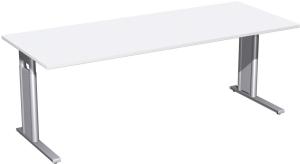 Schreibtisch 'C Fuß Pro' höhenverstellbar, 200x80cm, Weiß / Silber