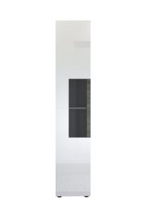 Badezimmer Hochschrank Daily weiß Hochglanz Sardegna grau Rauchsilber 36 x 182 cm