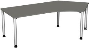Schreibtisch 135° '4 Fuß Flex' rechts, höhenverstellbar, 216x113cm, Graphit / Silber