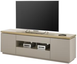TV-Lowboard Palamos in grau matt und Akazie massiv 200 cm