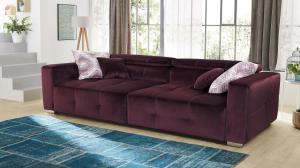Big Sofa TRENTO Stoff samtweich rot Kopfteilverstellung