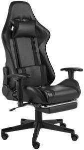 vidaXL Gaming-Stuhl mit Fußstütze Drehbar Schwarz PVC