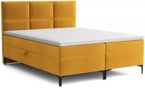 Boxspringbett Hooby mit zwei Bettkasten und Topper gelb 180 x 200 cm