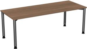 Schreibtisch '4 Fuß Flex' höhenverstellbar, 200x80cm, Nussbaum Anthrazit