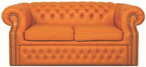 Casa Padrino Echtleder 2er Sofa Orange 180 x 100 x H. 78 cm