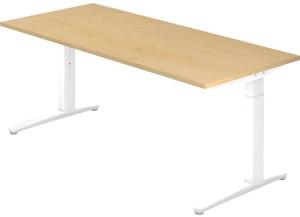 'XB19' Schreibtisch, C-Fuß, 180x80cm, Ahorn / Weiß