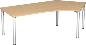 Schreibtisch 135° '4 Fuß Flex' rechts, 216x113cm, Buche / Silber