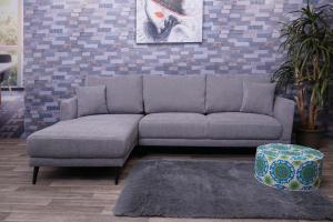 Sofa HWC-G45, Couch Ecksofa L-Form 3-Sitzer, Liegefläche Nosagfederung Taschenfederkern ~ links, vintage grau