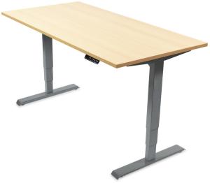 Desktopia Pro - Elektrisch höhenverstellbarer Schreibtisch / Ergonomischer Tisch mit Memory-Funktion, 5 Jahre Garantie - (Ahorn, 120x80 cm, Gestell Grau)