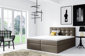 Boxspringbett OVIEDO 120x200cm Kunstleder Braun