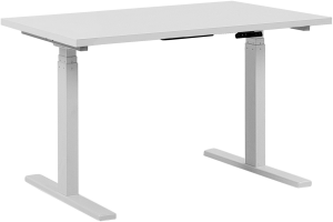 Schreibtisch höhenverstellbar, Spanplatte Weiß, 63-126 x 130 x 72 cm