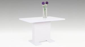 Tisch JULIE Esstisch mit Säule Lack weiß ausziehbar 120-160