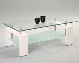 Couchtisch MODENA Glastisch Gestell Weiß / Ablageplatte satiniert ca. 100 x 45 x 60 cm